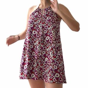 Forever 21 Floral Halter Neck Boho Flowy Dress Size M Cottagecore Spring Summer